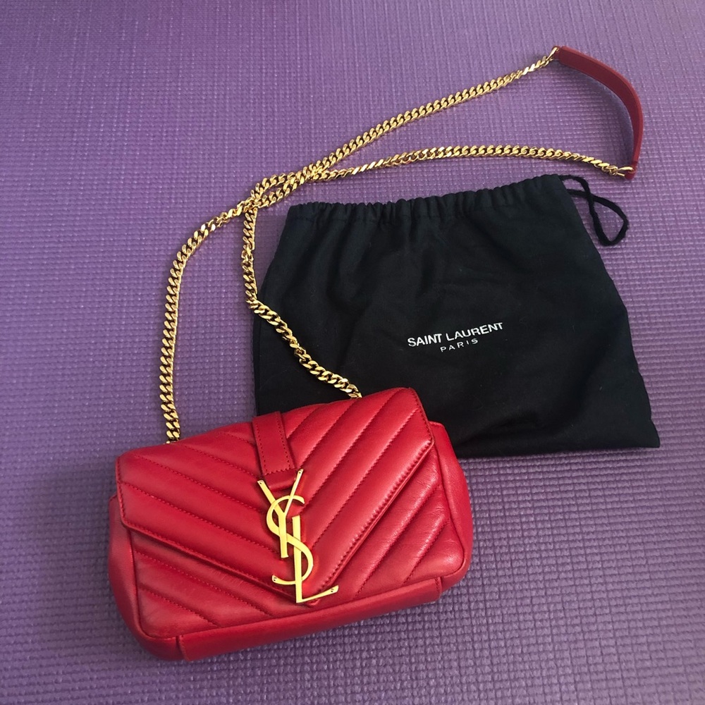 YSL Red Matelasse Mini Crossbody Bag